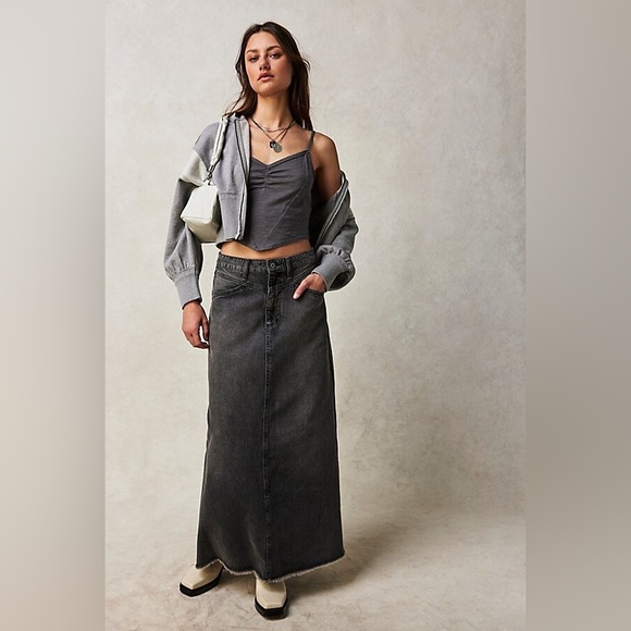 We The Free Dresses & Skirts - NWT FREE PEOPLE WE THE FREE Come As You Are Denim Maxi Skirt | Washed Black $98